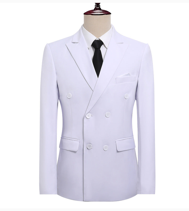 Double-Breasted Slim Fit Mens Suit Jacket and Trousers Set