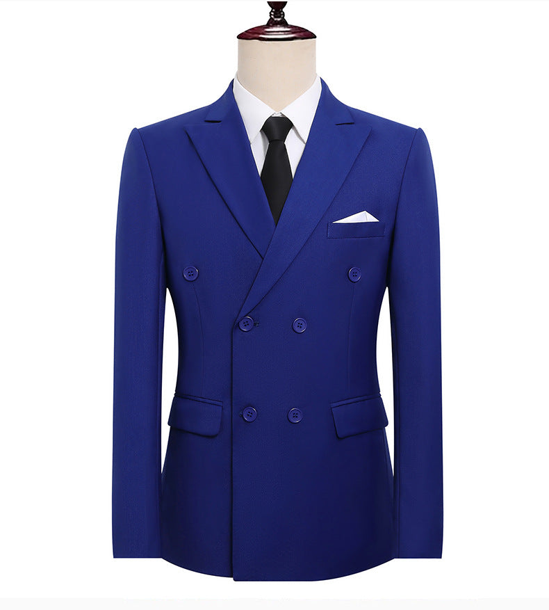 Double-Breasted Slim Fit Mens Suit Jacket and Trousers Set