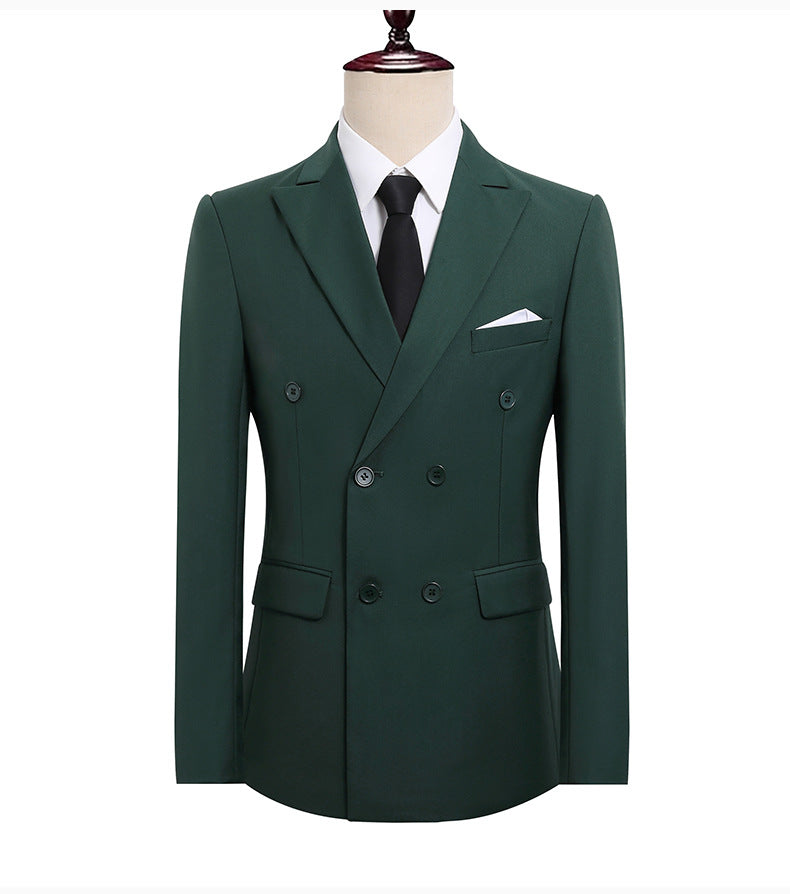 Double-Breasted Slim Fit Mens Suit Jacket and Trousers Set