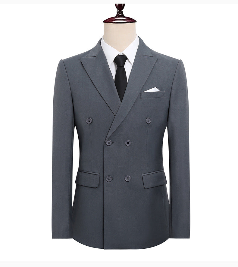 Double-Breasted Slim Fit Mens Suit Jacket and Trousers Set