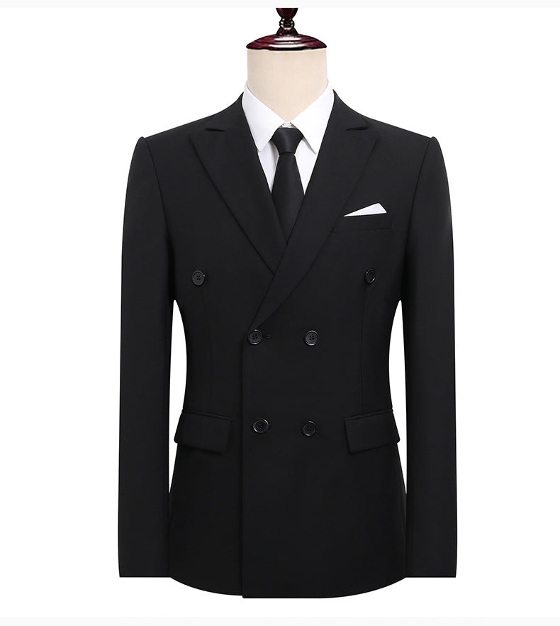 Double-Breasted Slim Fit Mens Suit Jacket and Trousers Set
