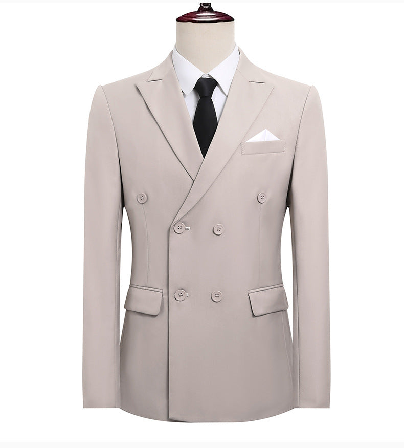 Double-Breasted Slim Fit Mens Suit Jacket and Trousers Set