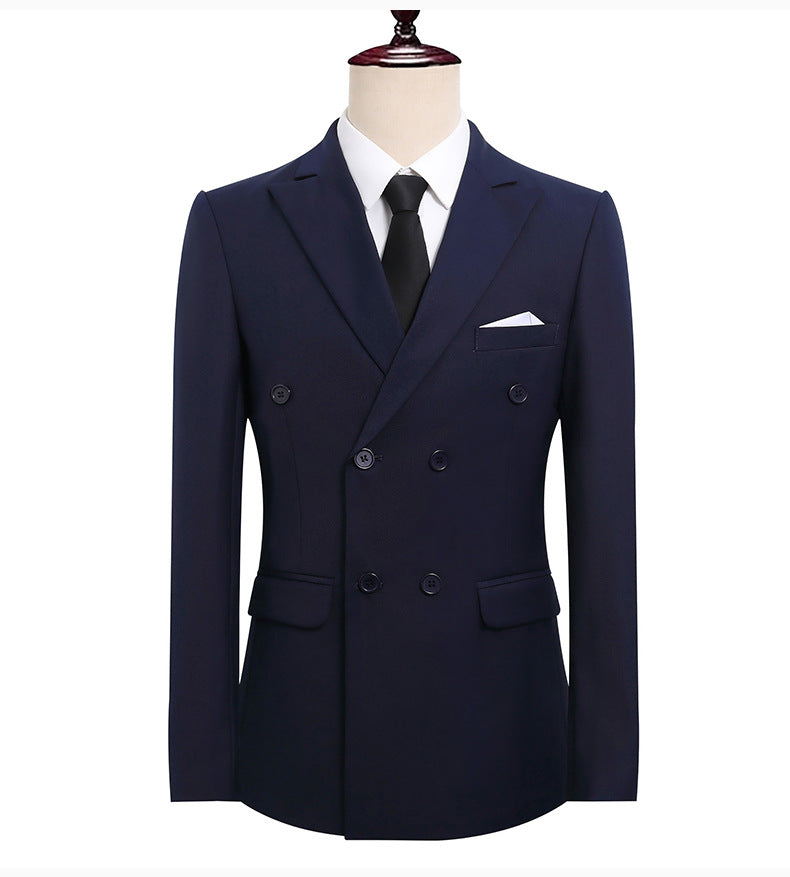 Double-Breasted Slim Fit Mens Suit Jacket and Trousers Set