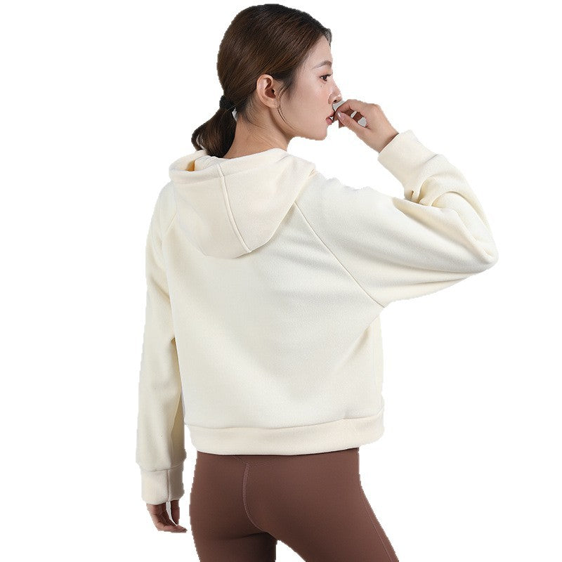 Fleece-Lined Half-Zip Hoodie for Women